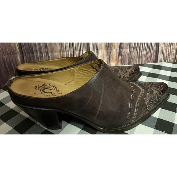 Charlie 1 Horse by Lucchese Western Brown Leather Mules Size 6.5B - Picture 1 of 9